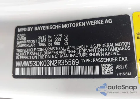 2022 Mini Hardtop Cooper S from USA, damaged, VIN WMW53DK03N2R35569